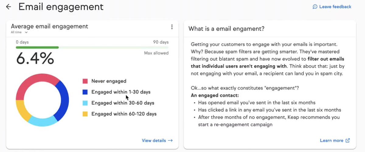 Current email health report