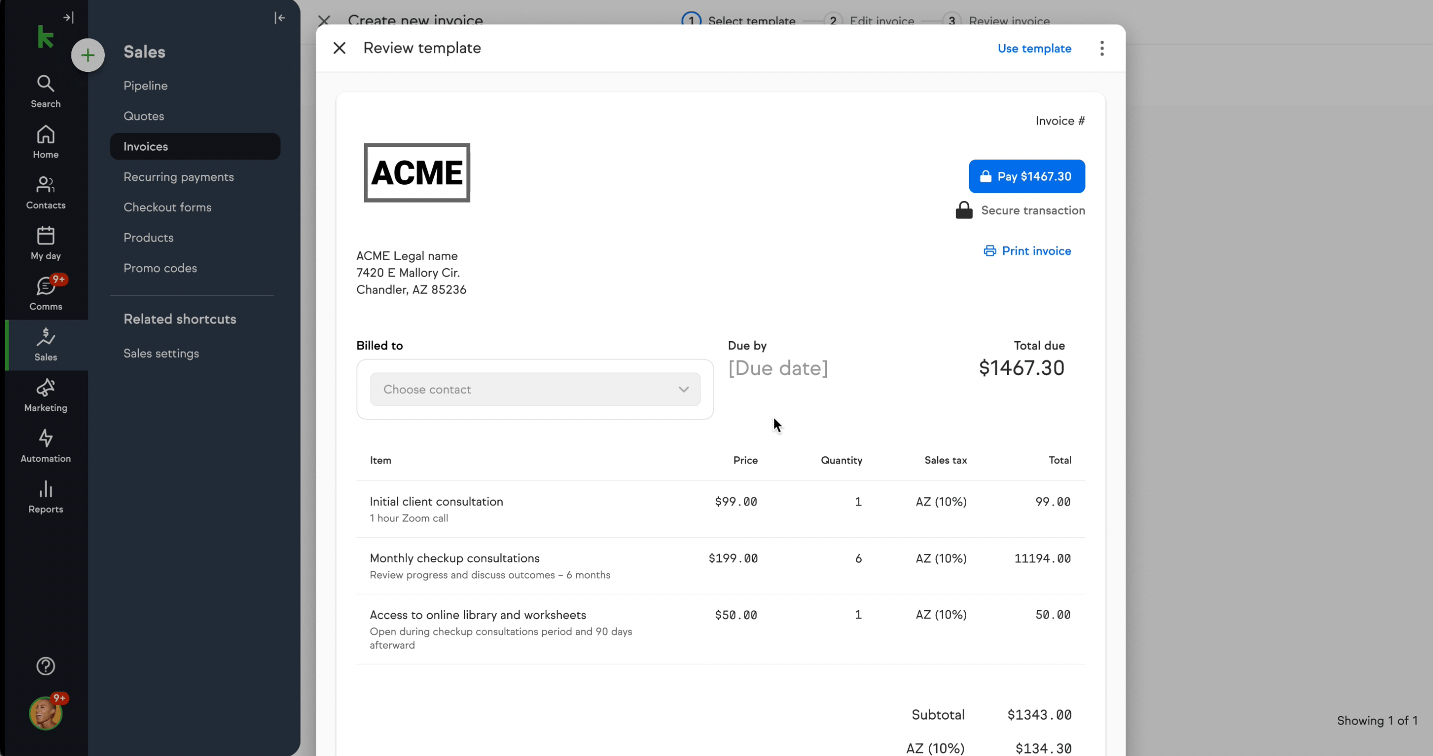 Template preview builds user confidence